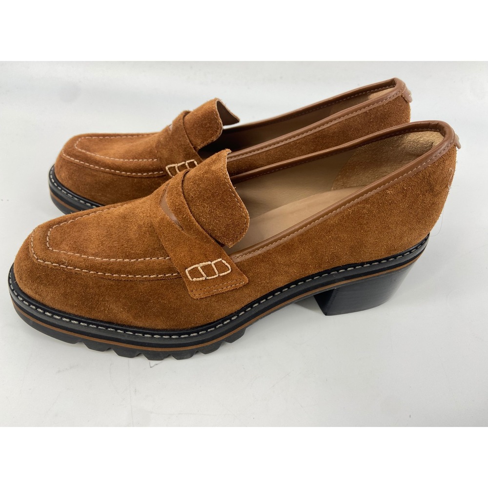 Bernardo Shoes Women 8 Brown Selma Penny Academia Lug Chunky Block Heel Suede
